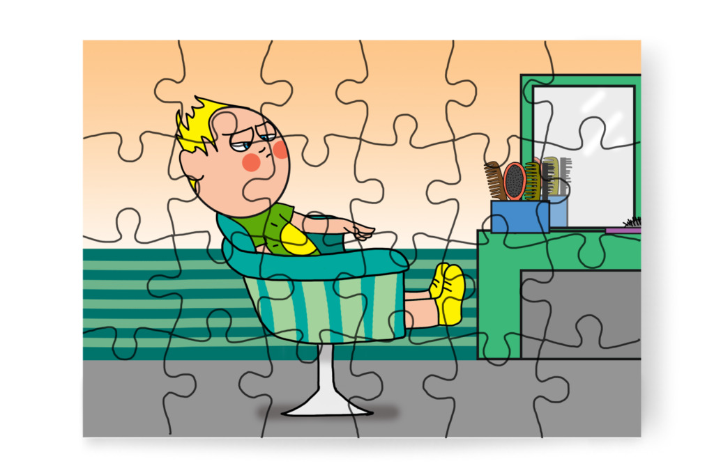 Nehezen ül egy helyben – Patrik és a hajvágás puzzle, 24 darab [TC44-08-P24]