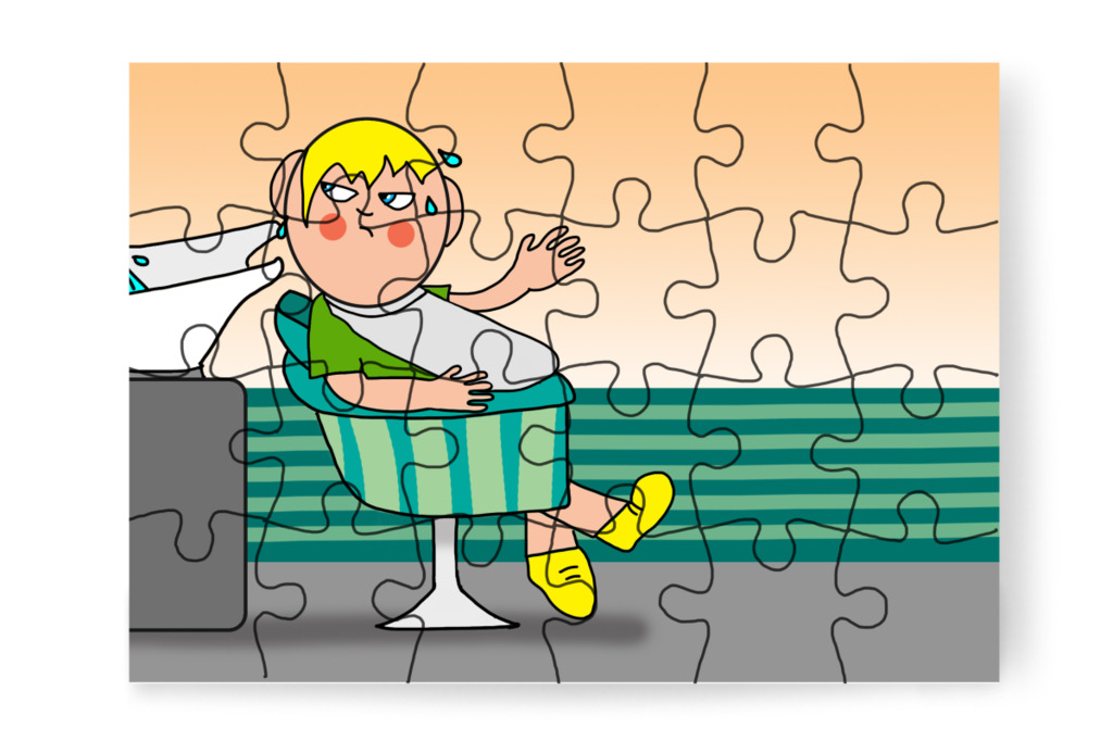 Nem szereti a vizes haját – Patrik és a hajvágás puzzle, 24 darab [TC44-09-P24]
