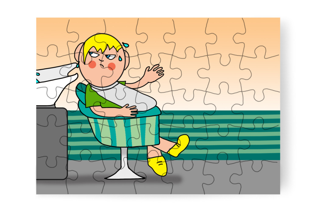 Nem szereti a vizes haját – Patrik és a hajvágás puzzle, 35 darab [TC44-09-P35]