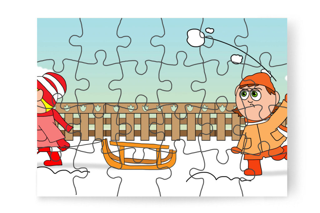 Ádám hógolyót gyúr – Ádám és az elveszett Mikulás-csomag puzzle, 24 darab [TC48-13-P24]