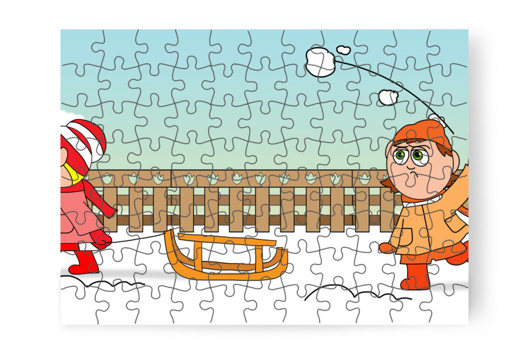 Ádám hógolyót gyúr – Ádám és az elveszett Mikulás-csomag puzzle, 88 darab [TC48-13-P88]