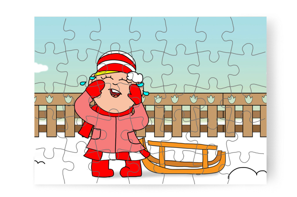 A hógolyó eltalálja Katát – Ádám és az elveszett Mikulás-csomag puzzle, 35 darab [TC48-14-P35]
