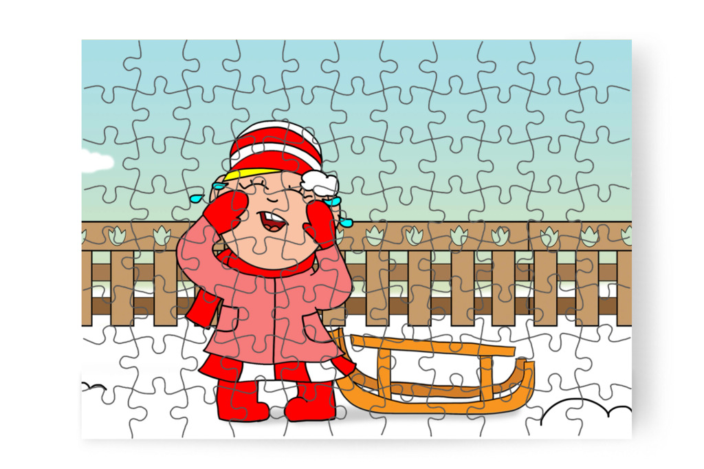 A hógolyó eltalálja Katát – Ádám és az elveszett Mikulás-csomag puzzle, 88 darab [TC48-14-P88]
