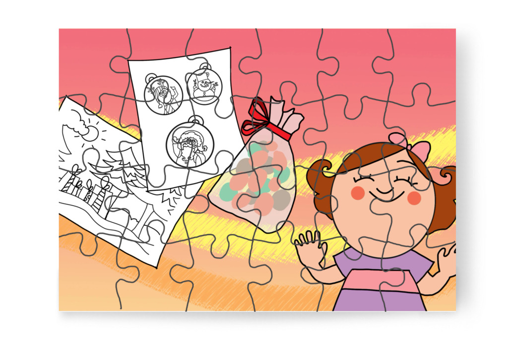 Mindenhol keresik az ajándékot – Ádám és az elveszett Mikulás-csomag puzzle, 24 darab [TC48-21-P24]