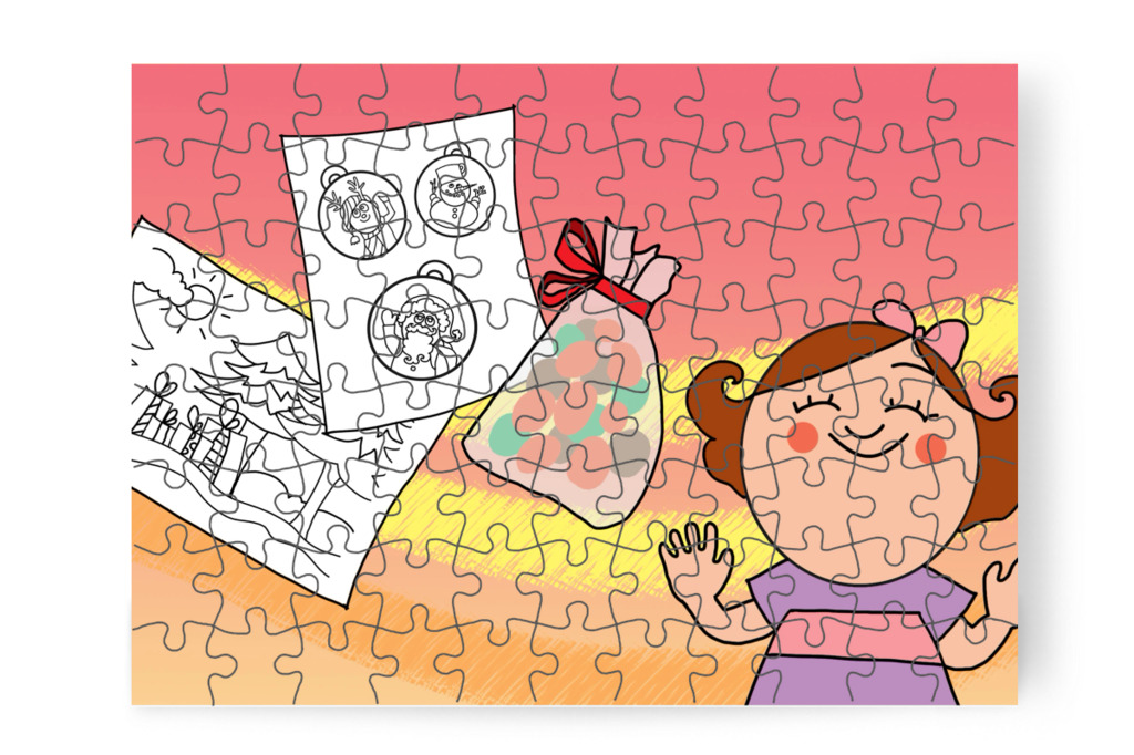 Mindenhol keresik az ajándékot – Ádám és az elveszett Mikulás-csomag puzzle, 88 darab [TC48-21-P88]