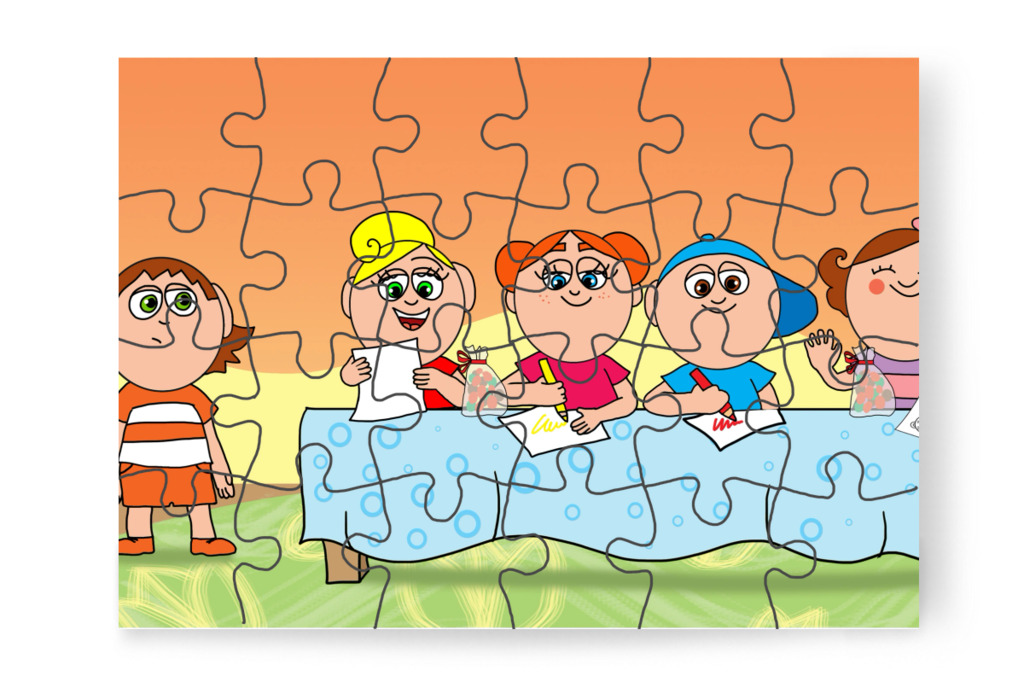 A gyerekek színezni kezdenek – Ádám és az elveszett Mikulás-csomag puzzle, 24 darab [TC48-22-P24]