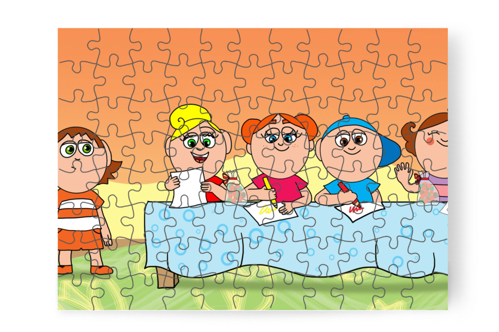 A gyerekek színezni kezdenek – Ádám és az elveszett Mikulás-csomag puzzle, 88 darab [TC48-22-P88]