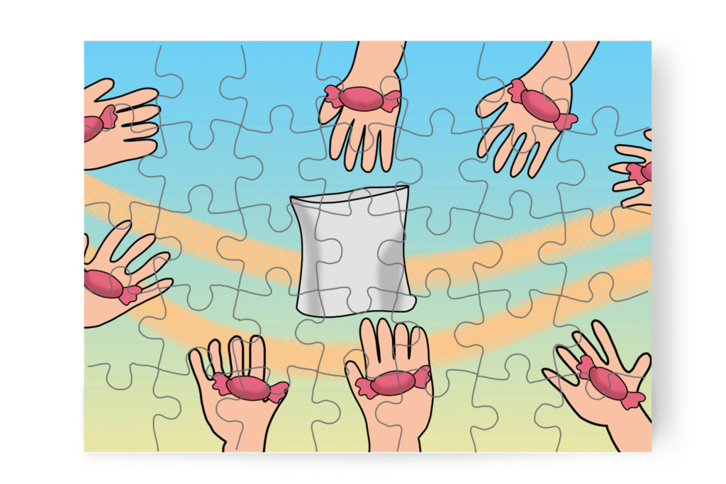 Mindenki ad egy kis édességet – Ádám és az elveszett Mikulás-csomag puzzle, 35 darab [TC48-28-P35]
