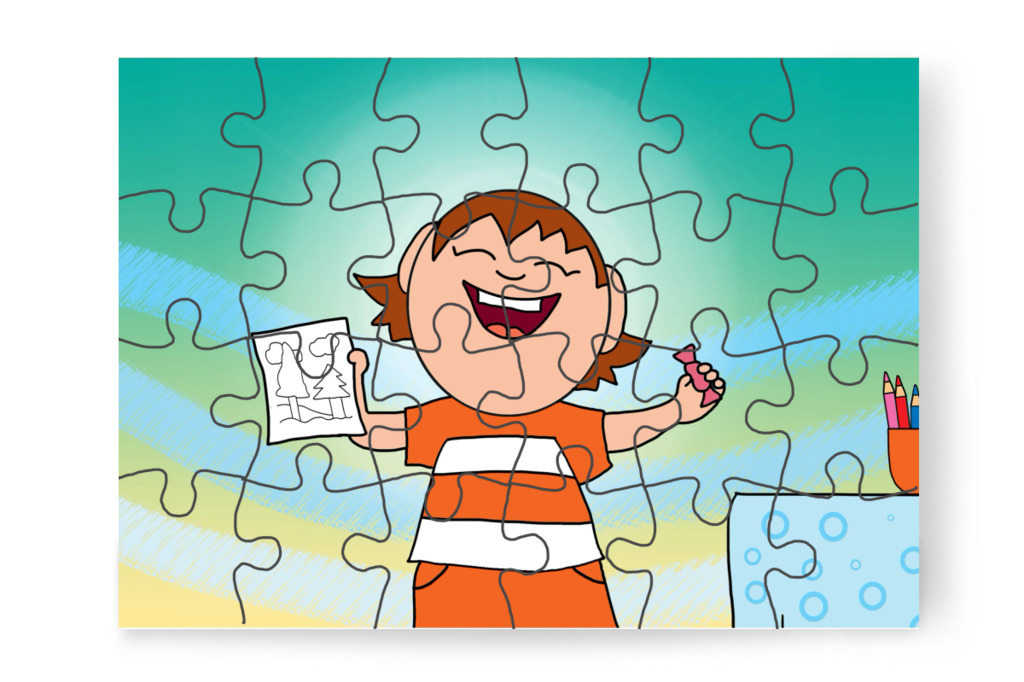 Ádám örül a barátai ajándékának – Ádám és az elveszett Mikulás-csomag puzzle, 24 darab [TC48-31-P24]