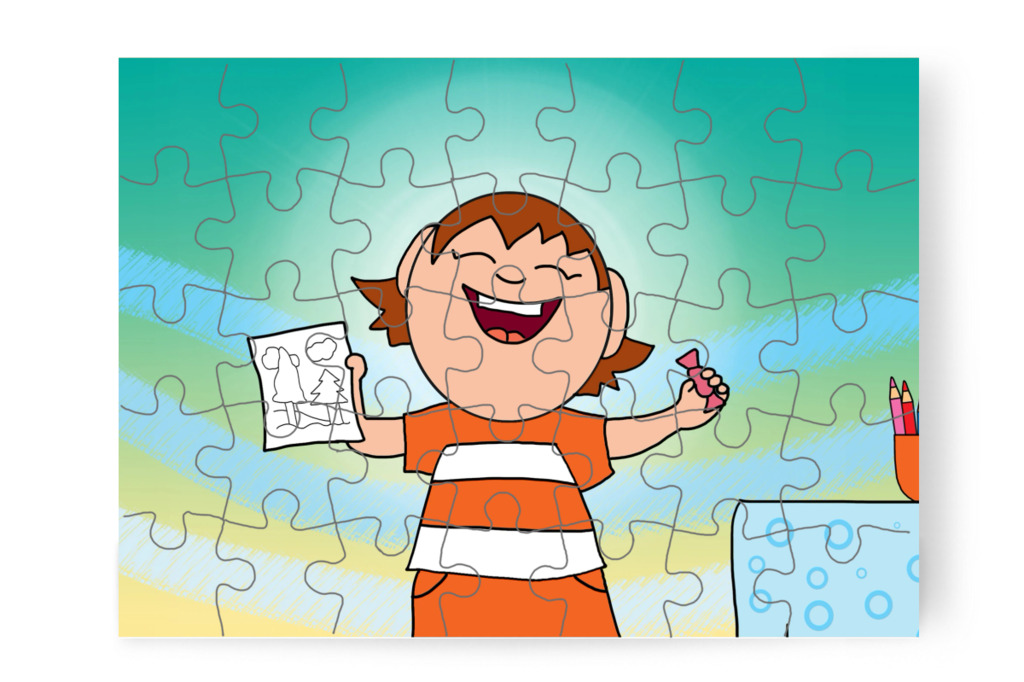 Ádám örül a barátai ajándékának – Ádám és az elveszett Mikulás-csomag puzzle, 35 darab [TC48-31-P35]