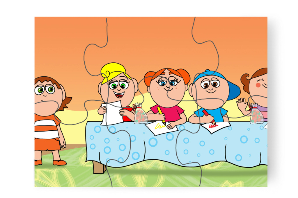 A gyerekek színezni kezdenek – Ádám és az elveszett Mikulás-csomag puzzle, 6 darab [TC48-22-P06]