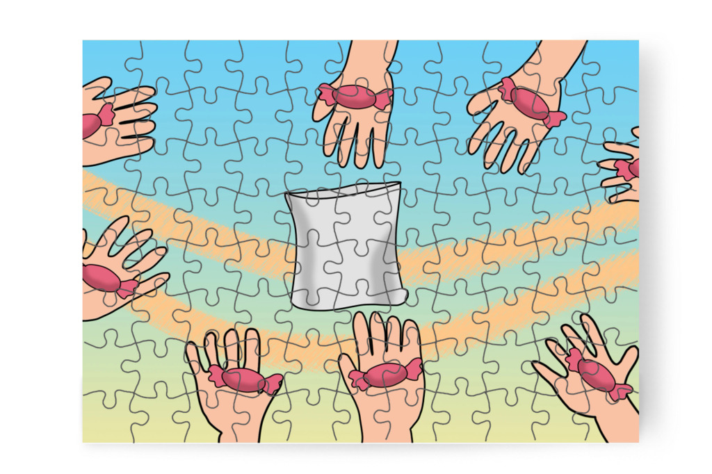 Mindenki ad egy kis édességet – Ádám és az elveszett Mikulás-csomag puzzle, 88 darab [TC48-28-P88]