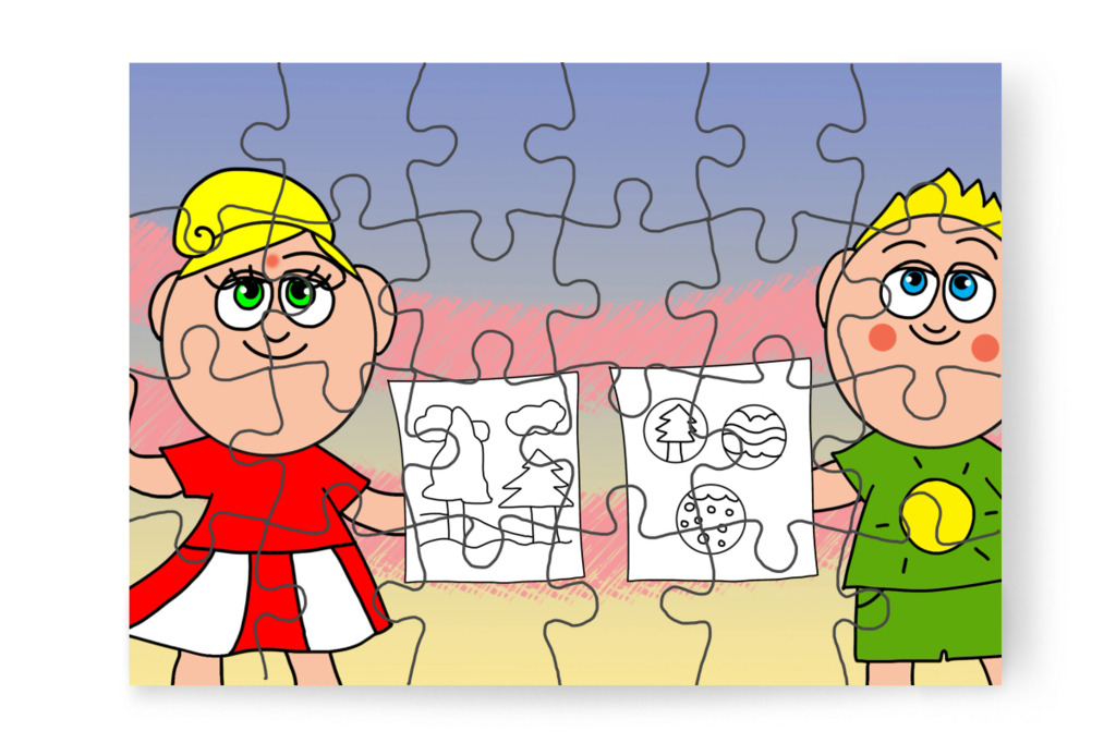 Színezőt és díszt is készítenek – Ádám és az elveszett Mikulás-csomag puzzle, 24 darab [TC48-29-P24]