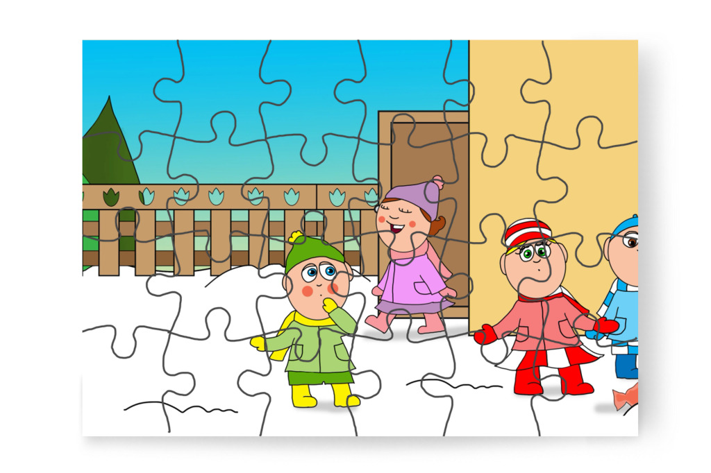 Az ajtónál új csomagot találnak – Ádám és az elveszett Mikulás-csomag puzzle, 24 darab [TC48-32-P24]