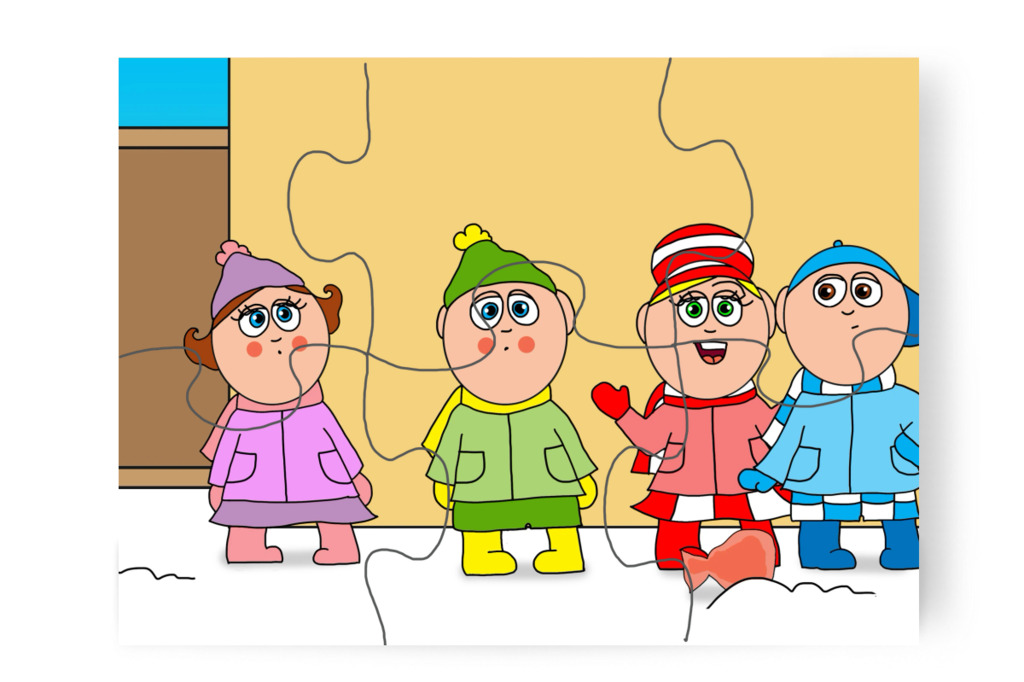 Kata felismeri Ádám csomagját – Ádám és az elveszett Mikulás-csomag puzzle, 6 darab