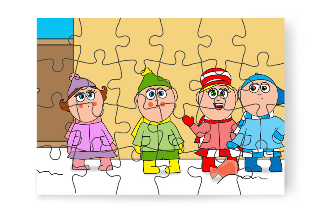 Kata felismeri Ádám csomagját – Ádám és az elveszett Mikulás-csomag puzzle, 24 darab