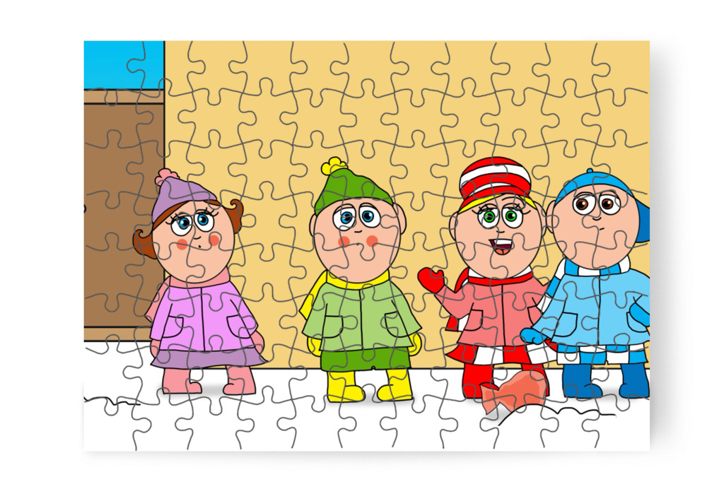 Kata felismeri Ádám csomagját – Ádám és az elveszett Mikulás-csomag puzzle, 88 darab