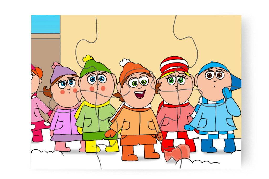 Ádám meglátja az elveszett csomagot – Ádám és az elveszett Mikulás-csomag puzzle, 6 darab [TC48-34-P06]