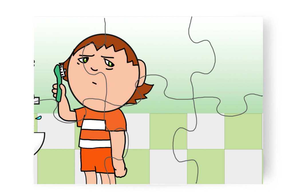 Ádám álmosan készülődik – Ádám és a mobiltelefon puzzle, 6 darab [TC43-15-P06]