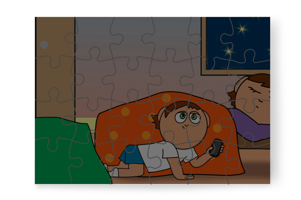 Este újra a telefonért nyúl – Ádám és a mobiltelefon puzzle, 24 darab [TC43-20-P24]