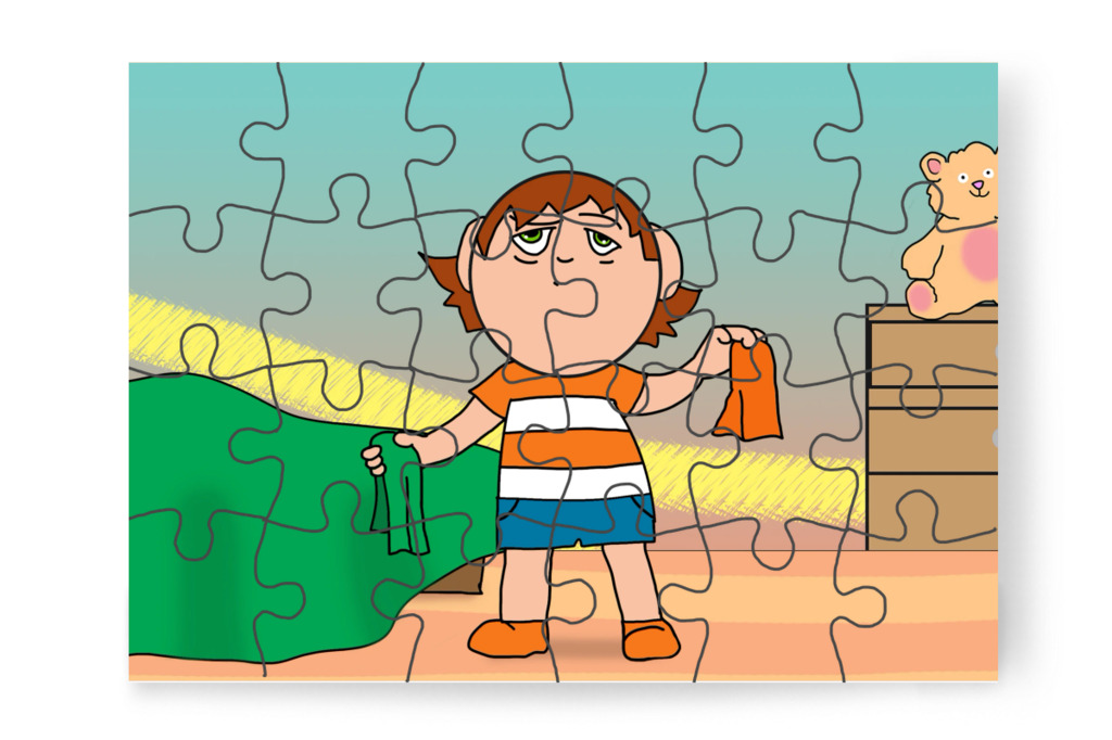 A tornanadrágját veszi fel – Ádám és a mobiltelefon puzzle, 24 darab [TC43-23-P24]