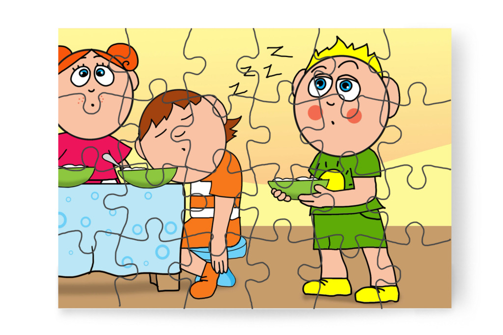 Tízórai közben elalszik – Ádám és a mobiltelefon puzzle, 24 darab [TC43-24-P24]