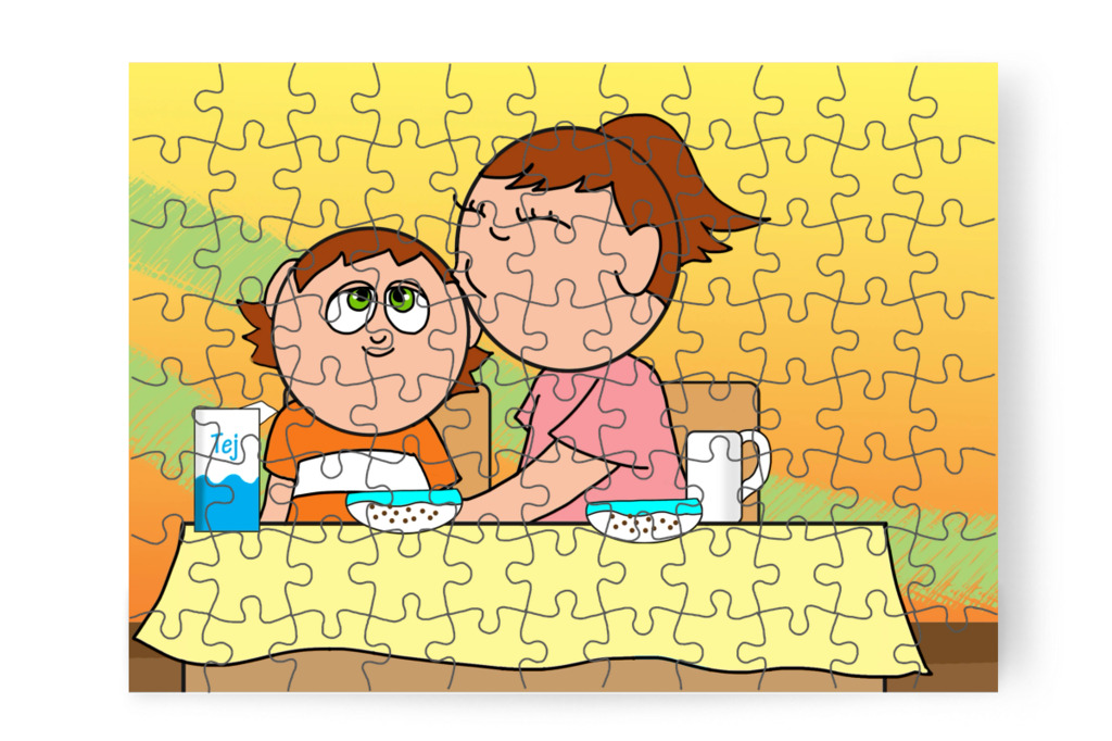 Izabella puszit ad Ádámnak – Ádám és a mobiltelefon puzzle, 88 darab [TC43-47-P88]