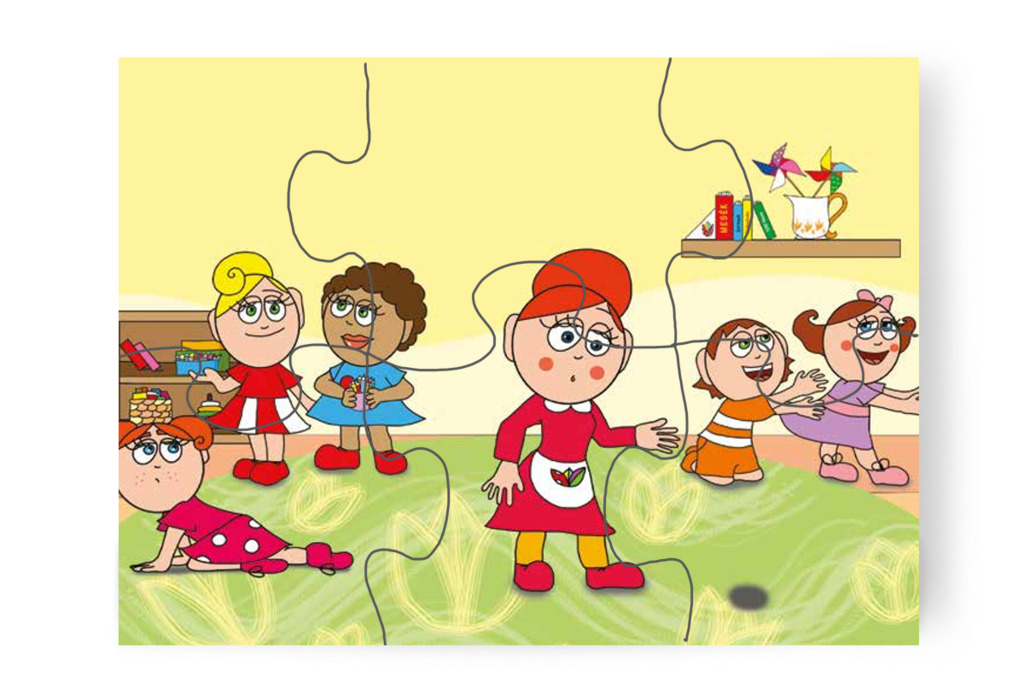 Óvónéni foltot vesz észre a szőnyegen – Patrik és a pisi ügy puzzle, 6 darab [TC13-03-P06]