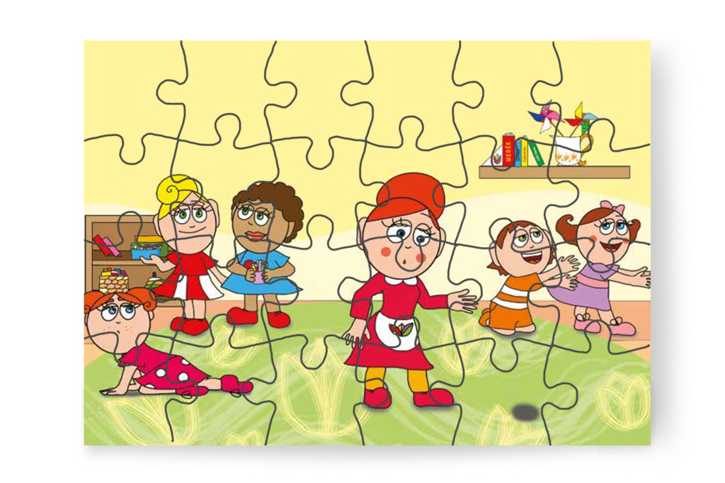 Óvónéni foltot vesz észre a szőnyegen – Patrik és a pisi ügy puzzle, 24 darab [TC13-03-P24]