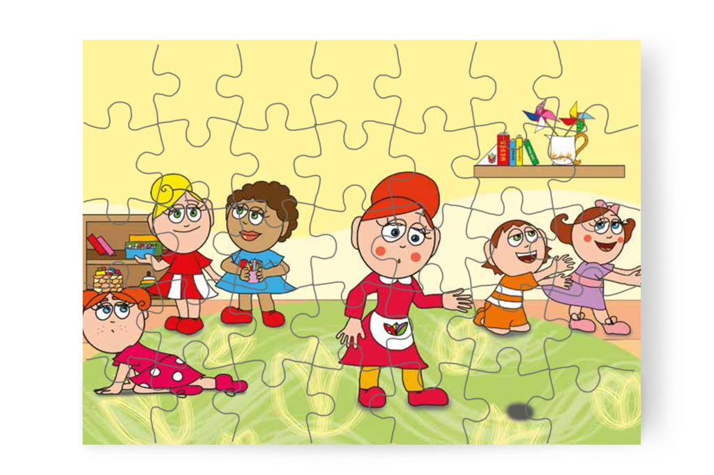 Óvónéni foltot vesz észre a szőnyegen – Patrik és a pisi ügy puzzle, 35 darab [TC13-03-P35]