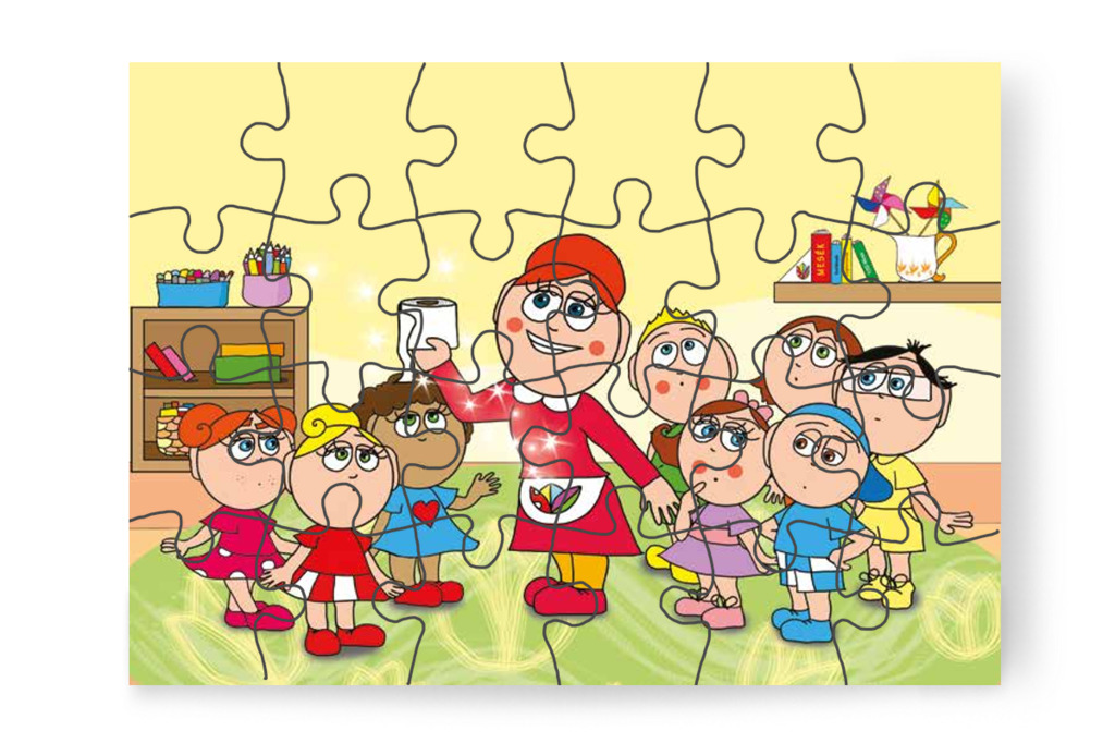 Óvónéni vécépapírt húz elő – Patrik és a pisi ügy puzzle, 24 darab [TC13-18-P24]