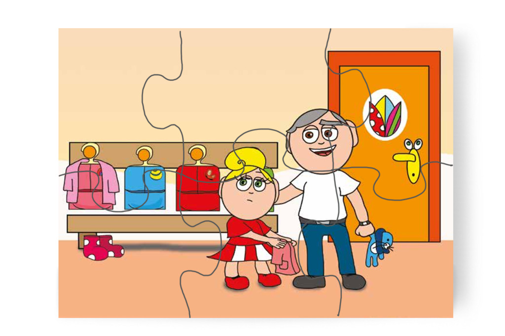 Kata apukájával érkezik az óvodába – Katának hiányzik az anyukája puzzle, 6 darab [TC14-01-P06]
