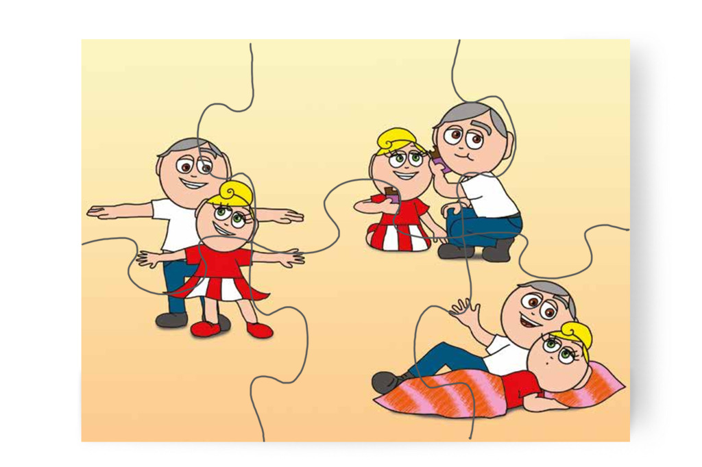 Kata szereti az apukájával töltött időt – Katának hiányzik az anyukája puzzle, 6 darab [TC14-03-P06]