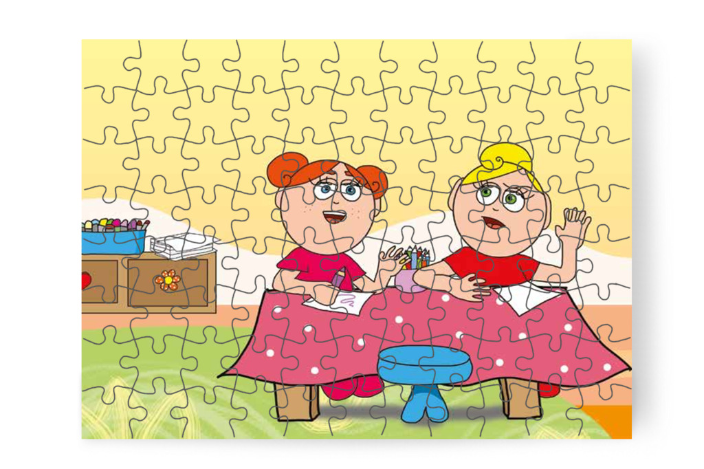 Kata és Klára összevesznek a helyen – Katának hiányzik az anyukája puzzle, 88 darab [TC14-06-P88]