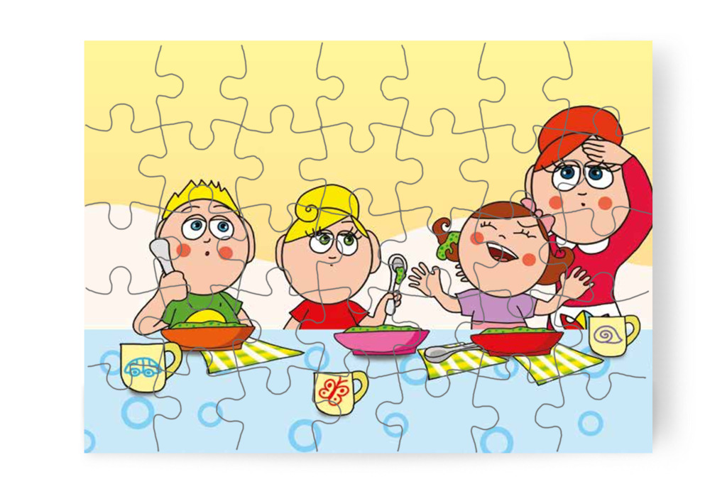 Óvónéni közbelép az ebédnél – Katának hiányzik az anyukája puzzle, 35 darab [TC14-11-P35]