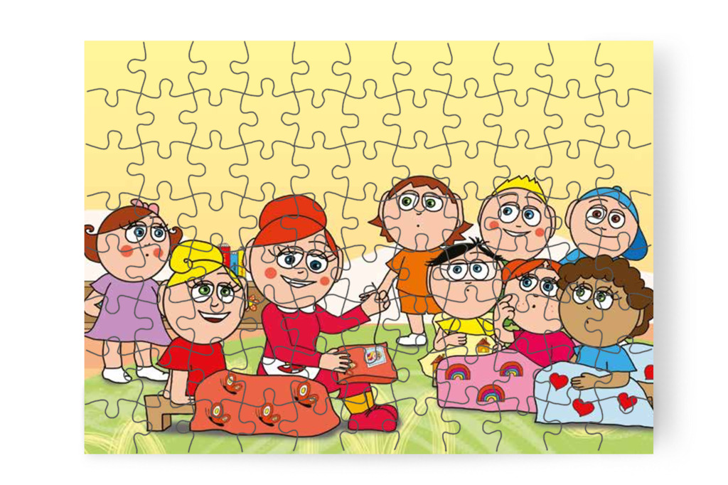Óvónéni képet varr Kata párnájára – Katának hiányzik az anyukája puzzle, 88 darab [TC14-15-P88]