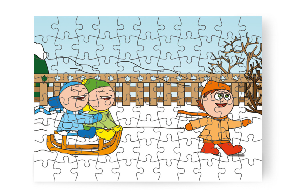 Ádám elhúzza Patrikot és Márkyt – Márky és a Mikulás sapkája puzzle, 88 darab [TC15-03-P88]