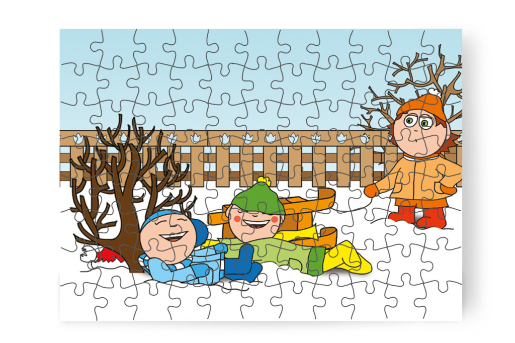 A szánkó az oldalára borul – Márky és a Mikulás sapkája puzzle, 88 darab [TC15-04-P88]