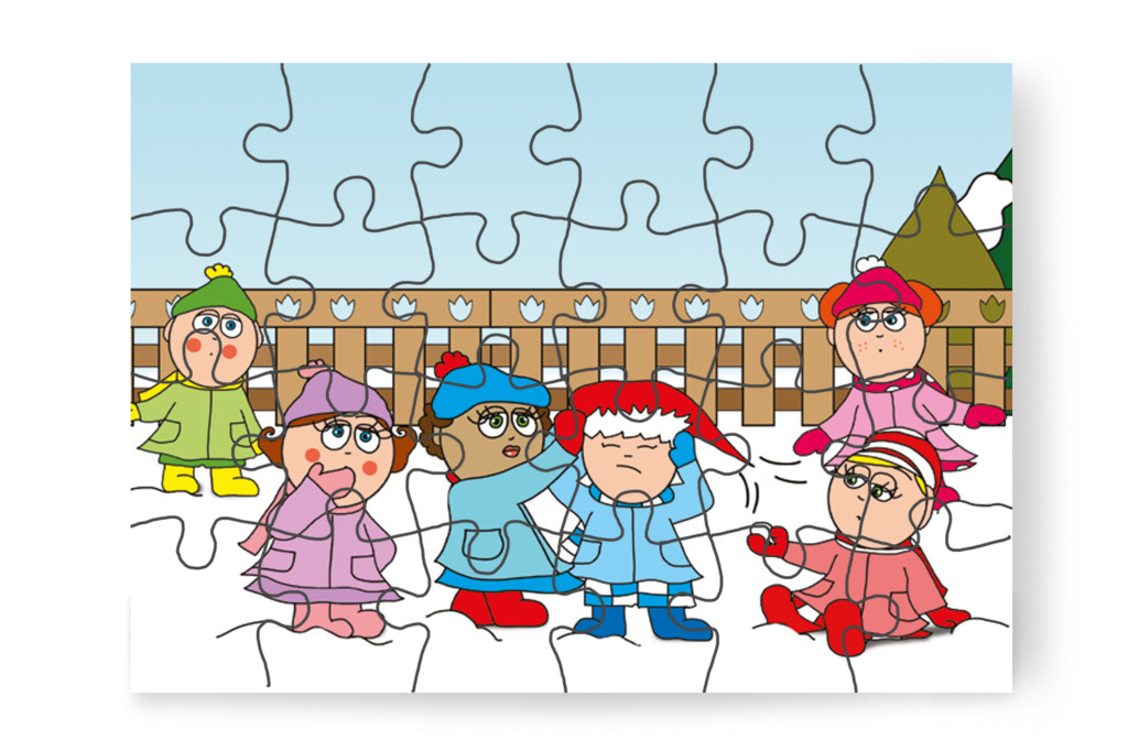 A sapka fehér bojtja leszakad – Márky és a Mikulás sapkája puzzle, 24 darab [TC15-11-P24]