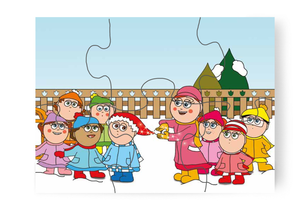 Óvónéni visszailleszti a bojtot – Márky és a Mikulás sapkája puzzle, 6 darab [TC15-13-P06]