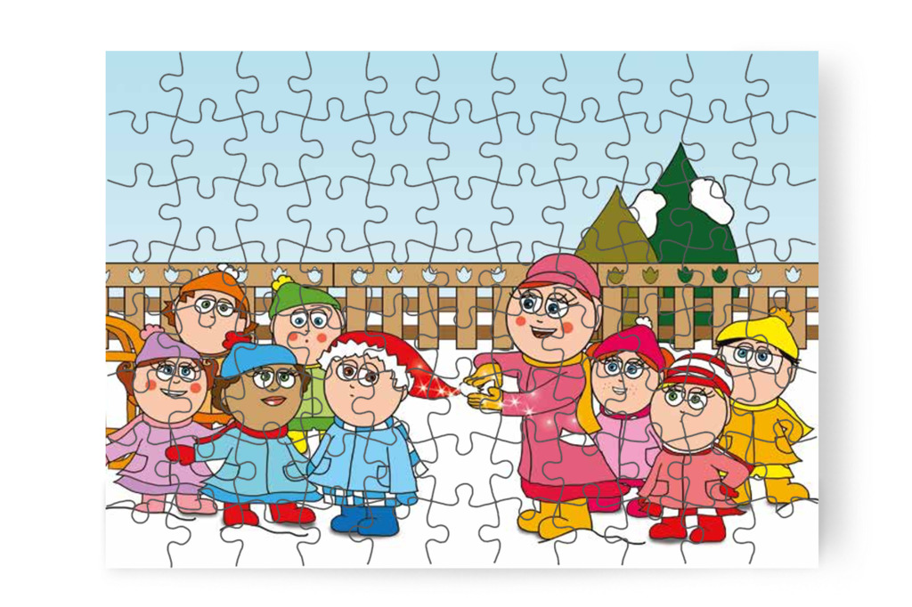 Óvónéni visszailleszti a bojtot – Márky és a Mikulás sapkája puzzle, 88 darab [TC15-13-P88]