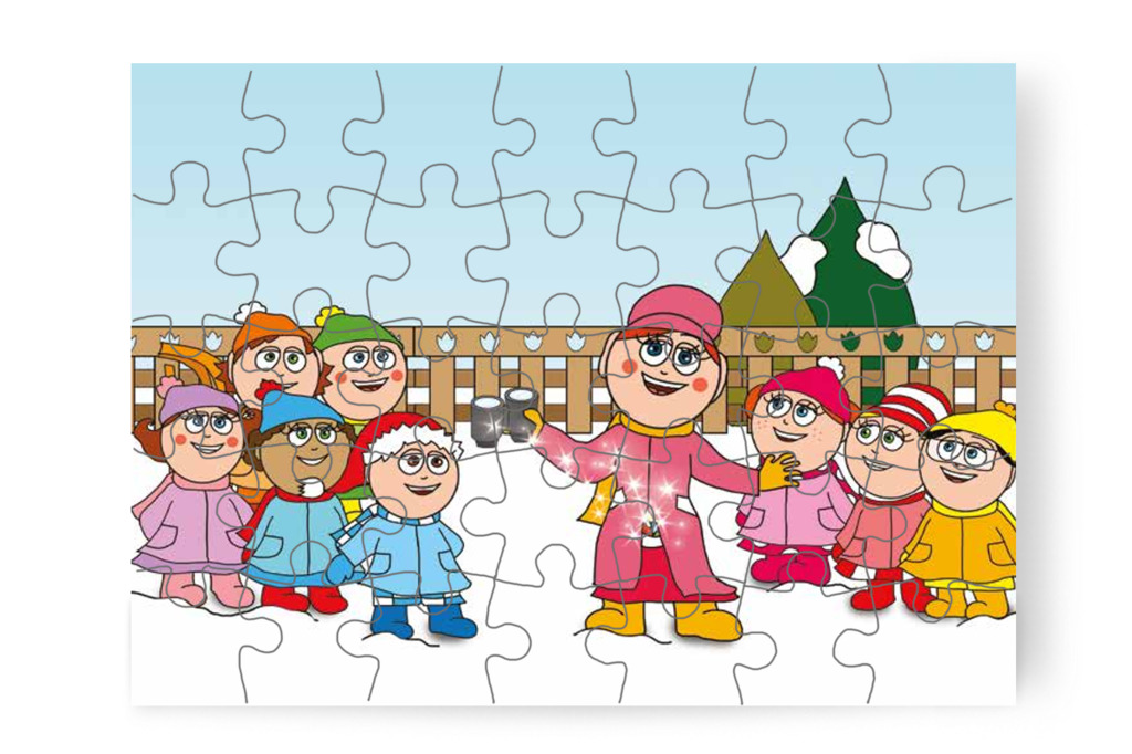 Óvónéni távcsövet húz elő – Márky és a Mikulás sapkája puzzle, 35 darab [TC15-14-P35]