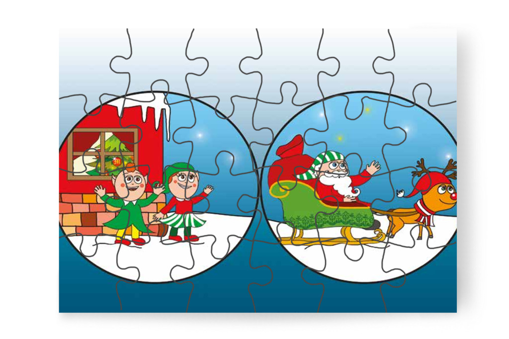 A Mikulás csíkos sapkában útnak indul – Márky és a Mikulás sapkája puzzle, 24 darab [TC15-19-P24]