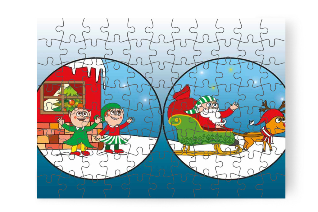 A Mikulás csíkos sapkában útnak indul – Márky és a Mikulás sapkája puzzle, 88 darab [TC15-19-P88]
