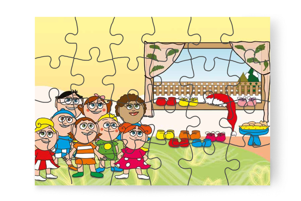 A gyerekek mindent előkészítenek – Márky és a Mikulás sapkája puzzle, 24 darab [TC15-22-P24]