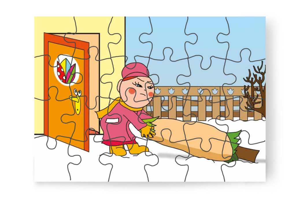 A karácsonyfa túl nehéz Óvónéninek – Óvónéni és a karácsonyfa puzzle, 24 darab [TC16-04-P24]
