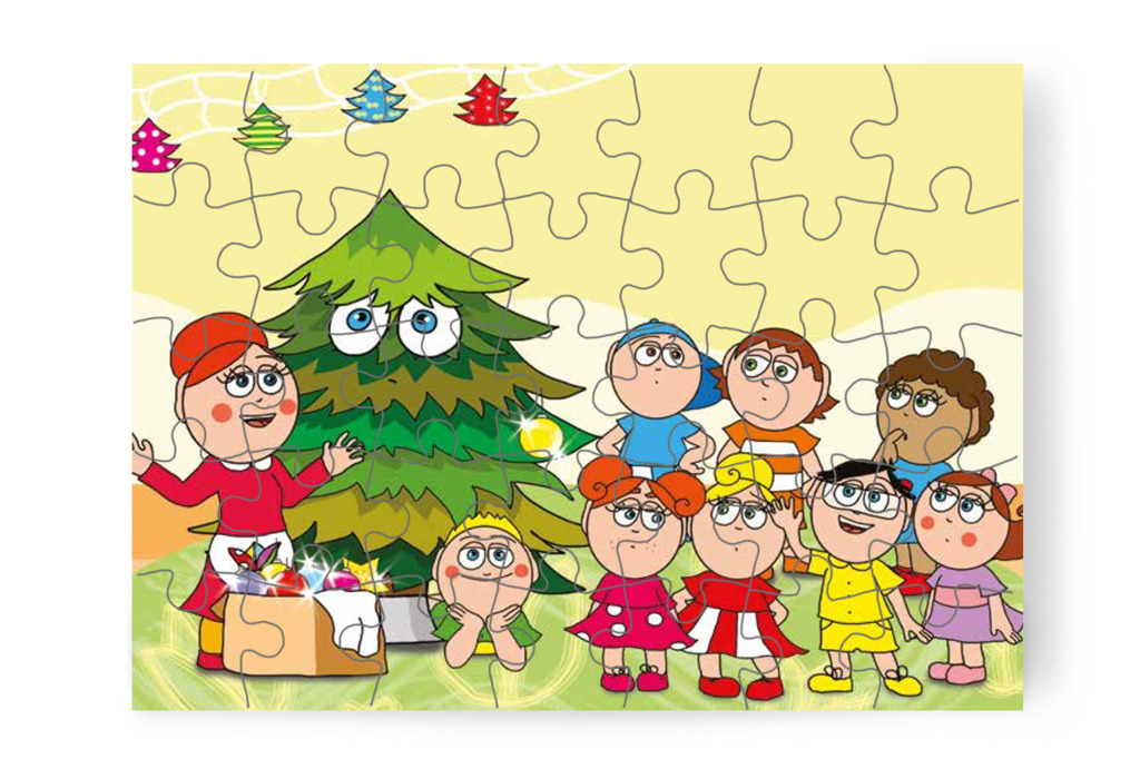 Óvónéni a többieknek sem engedi a díszítést – Óvónéni és a karácsonyfa puzzle, 35 darab [TC16-10-P35]