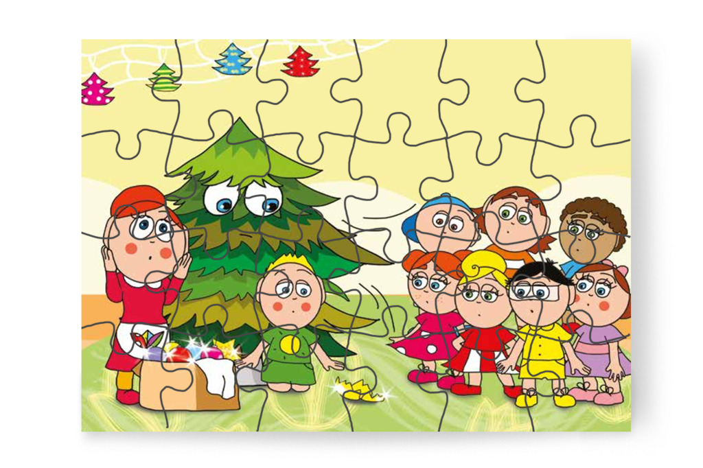 A csillogó gömb a földre esik – Óvónéni és a karácsonyfa puzzle, 24 darab [TC16-12-P24]