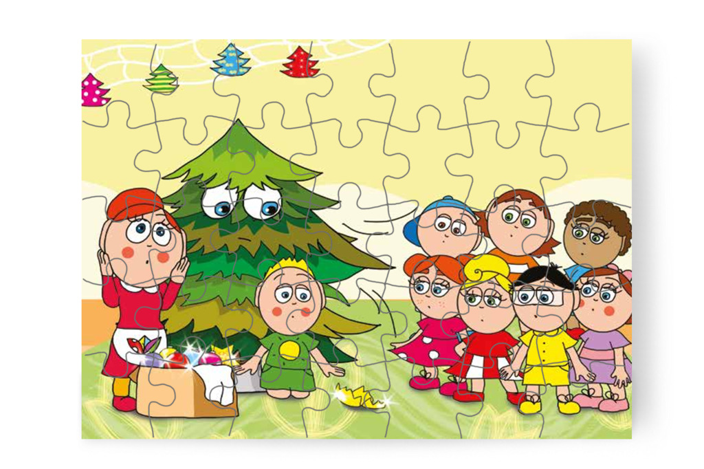 A csillogó gömb a földre esik – Óvónéni és a karácsonyfa puzzle, 35 darab [TC16-12-P35]