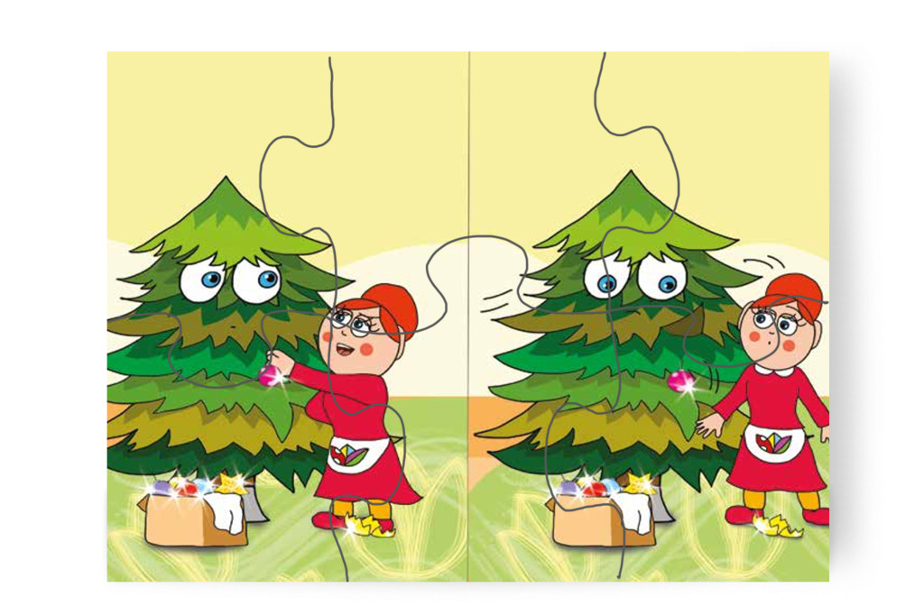 A fa a következő díszt is lerázza – Óvónéni és a karácsonyfa puzzle, 6 darab [TC16-13-P06]